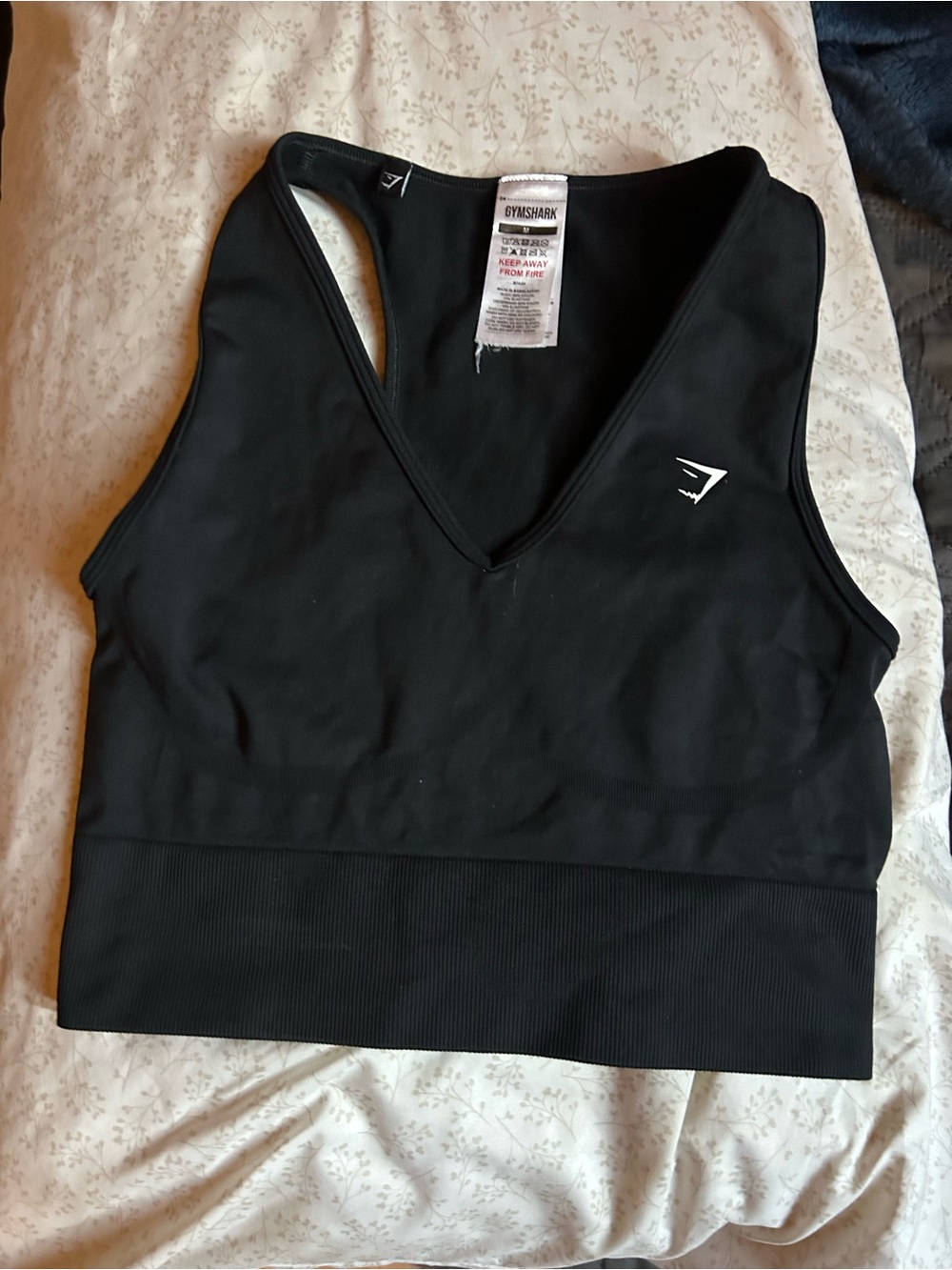 Gymshark Black V-Neck Seamless Crop Sports Bra